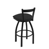 Holland Bar Stool Co 25" Low Back Swivel Counter Stool, Black Wrinkle, Graph Coal Seat 82125BW018